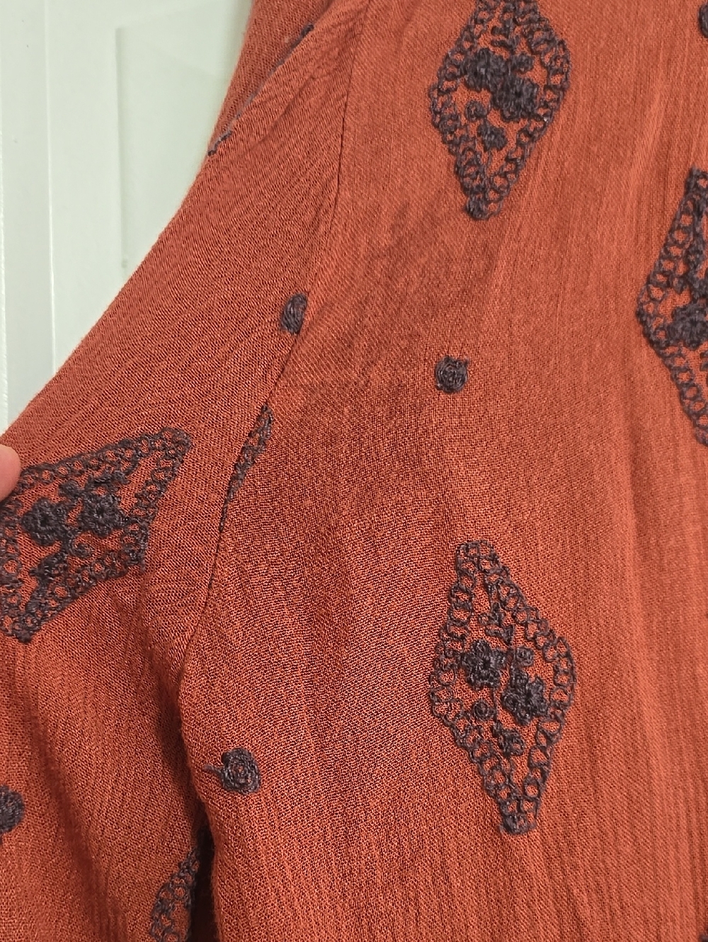 🌟7/25$ Free People Diamond Oversized Embroidered Tunic Top Cinnamon Size Small - Picture 8 of 8